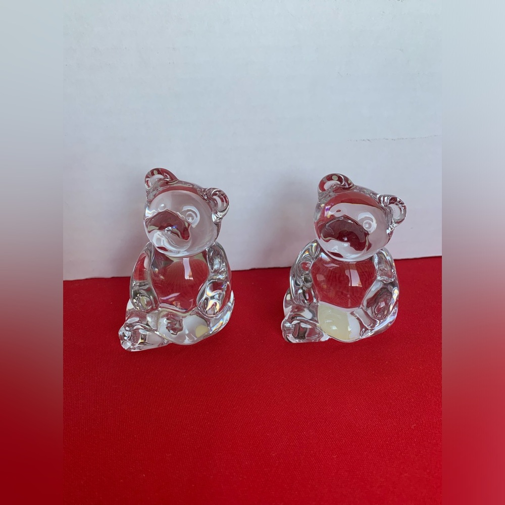 PRINCESS HOUSE Pets Crystal Teddy Bears Figurine 24% Lead Crystal - Lot of 2